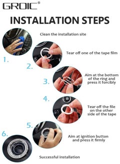 GROIC Bling Car Start to Stop Button Cover Accessories Crystal Push Start Button Lgnition Protective Cover Bling Car Accessories Women Girl Car Decoration Interior  - Image 5
