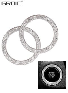 GROIC Bling Car Start to Stop Button Cover Accessories Crystal Push Start Button Lgnition Protective Cover Bling Car Accessories Women Girl Car Decoration Interior  - Image 1