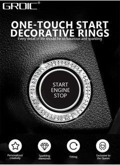 GROIC Bling Car Start to Stop Button Cover Accessories Crystal Push Start Button Lgnition Protective Cover Bling Car Accessories Women Girl Car Decoration Interior  - Image 2