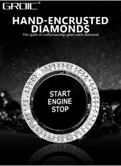 GROIC Bling Car Start to Stop Button Cover Accessories Crystal Push Start Button Lgnition Protective Cover Bling Car Accessories Women Girl Car Decoration Interior  - Image 4