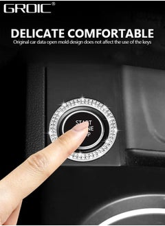 GROIC Bling Car Start to Stop Button Cover Accessories Crystal Push Start Button Lgnition Protective Cover Bling Car Accessories Women Girl Car Decoration Interior  - Image 3