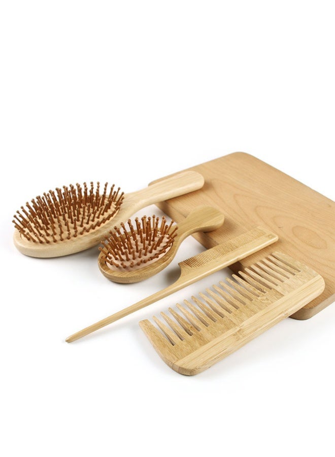 Bamboo Hair brush and Comb Set，Detangling Anti-static Scalp Massage Comb - Image 4