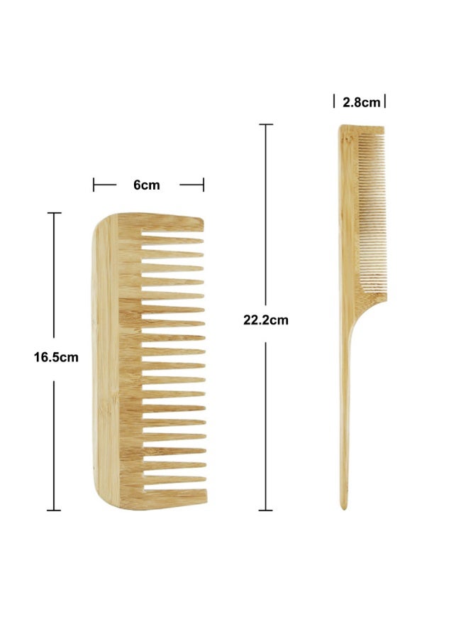 Bamboo Hair brush and Comb Set，Detangling Anti-static Scalp Massage Comb - Image 3