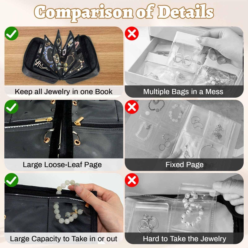 Eclatbox Travel Jewelry Organizer Case, Jewelry Storage Bag with Zipper Velvet Pockets, Portable Jewelry Case for Necklaces, Rings, Earrings, Bracelets - Image 4
