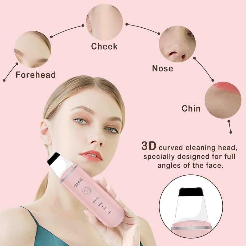GUGUG Skin Scrubber Face Spatula Skin Spatula Pore Cleaner Blackhead Remover Tools for Facial Deep Cleansing-4 Modes, Pink - Image 3