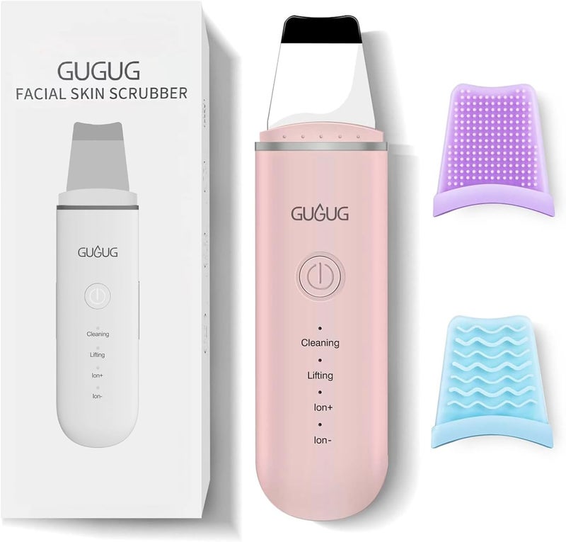 GUGUG Skin Scrubber Face Spatula Skin Spatula Pore Cleaner Blackhead Remover Tools for Facial Deep Cleansing-4 Modes, Pink - Image 1