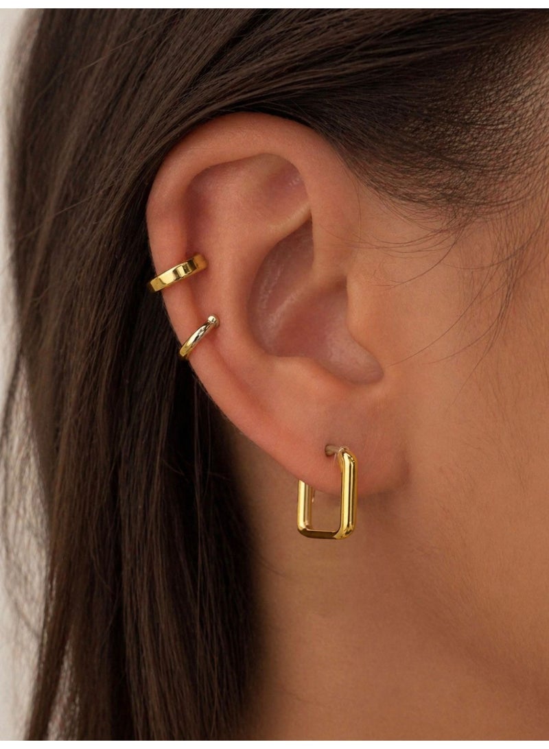 Shein A set of gold earrings in various shapes, made of rust-resistant and hypoallergenic stainless steel, for women - Image 1