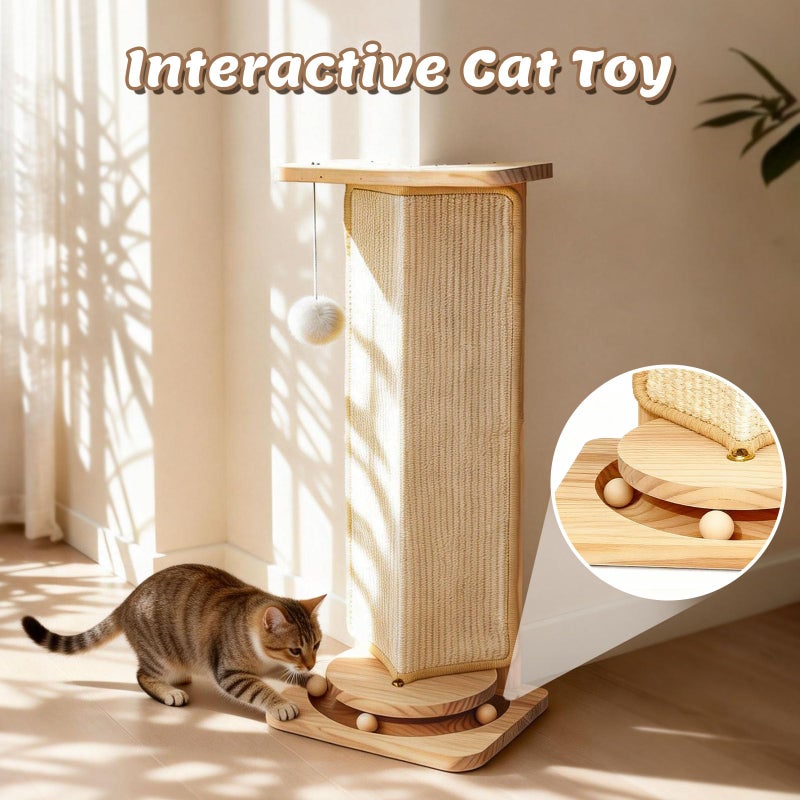 MOYMO Couch Cat Corner Scratcher with Interactive Ball Toys for Cat, Replaceable Sisal Scratch Pad, Kitten Wall Scratcher for Couch, Wall Furniture Protector 25'' - Image 2