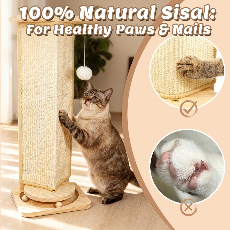 MOYMO Couch Cat Corner Scratcher with Interactive Ball Toys for Cat, Replaceable Sisal Scratch Pad, Kitten Wall Scratcher for Couch, Wall Furniture Protector 25'' - Image 5