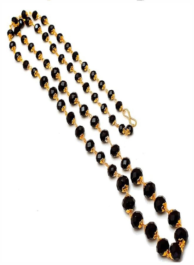 Ervio Black Crystal Beads Chain for Men & Women | Stylish Beaded Mala Necklace | Unisex Fashion Jewelry for Spiritual, Traditional | Lightweight Handcrafted Look Chain (multicolor) - Image 3
