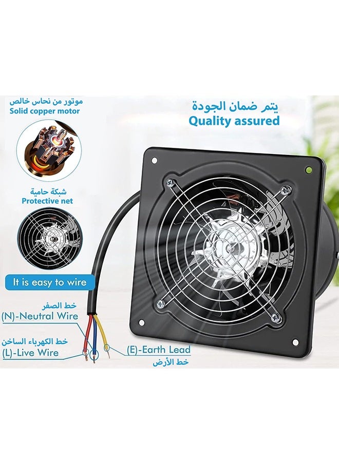 إس كولور مروحة شفط 10 إنش (25.4 سم) معدنية بقوة 100 واط - سعة 695 CFM - تركيب عبر الحائط - تهوية قوية للمطبخ، الحمام، المغسلة، الجراج - أسود مع صمام عكس تدفق الهواء  - Image 2