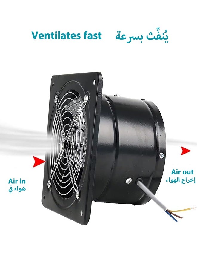 إس كولور مروحة شفط 10 إنش (25.4 سم) معدنية بقوة 100 واط - سعة 695 CFM - تركيب عبر الحائط - تهوية قوية للمطبخ، الحمام، المغسلة، الجراج - أسود مع صمام عكس تدفق الهواء  - Image 4