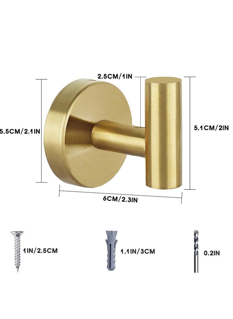 Loquat Wall Towel Hooks Coat Hook Bathroom Robe 304 Stainless Steel Heavy Duty Door Hanger Towel Robe Clothes Cabinet Closet Sponges Hook Bathroom Bedroom Kitchen Hotel Pool 4 Packs (Gold) - Image 2