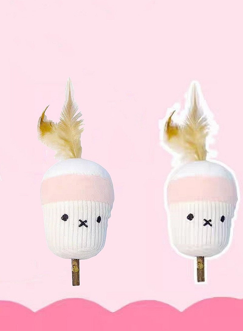 Kidle عصا تسنين للقطط مع نعناع قطط مدمج، تفاح، برتقال، كاكي، ريش، خشب، تيانجياو، لعبة عيد الميلاد المحشوة - Image 3