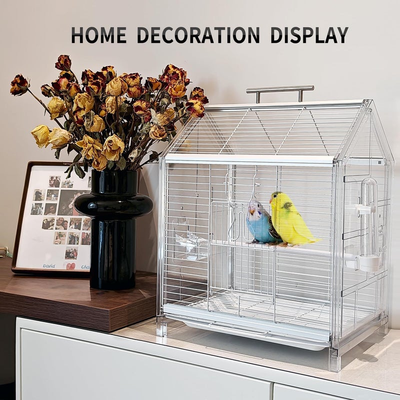 AideeGrowth 20.5 inch Small Bird Cage, Parrot Cage, Portable Bird Carrier, Travel Carrier Cage for Home, Outing, Pet Clinic, Temporary Placement, for Small Medium Birds(White) - Image 5