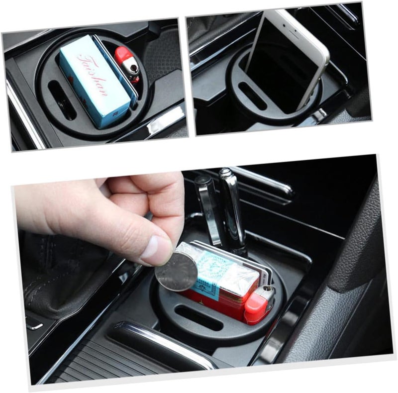 FAVOMOTO 3pcs Car Cup Holder Organizer for Phone and Cash Black Storage for Vehicle Drink and Item Organization Space-Saving Design for Tidy Interiors - Image 1