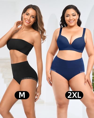 Envlon Tummy Control Underwear High Waisted Womens Cotton Panties Plus Size Full Coverage Postpartum Ladies Briefs Pack - Image 3