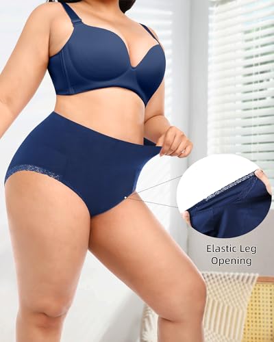 Envlon Tummy Control Underwear High Waisted Womens Cotton Panties Plus Size Full Coverage Postpartum Ladies Briefs Pack - Image 2