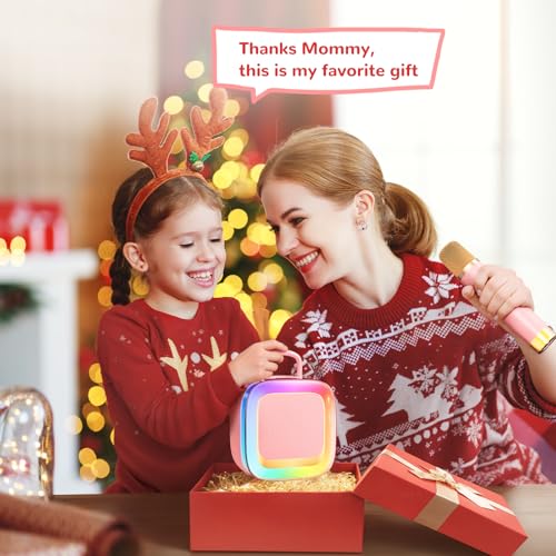 Kinglucky Karaoke Machine for Kids (Exclusive Edition) Girls Ages 3-12 with 2 Light-Up Microphones, Kid-Sized & Portable Bluetooth Speaker with Voice Effects for Birthday, Family Fun & Party (Pink) - Image 2
