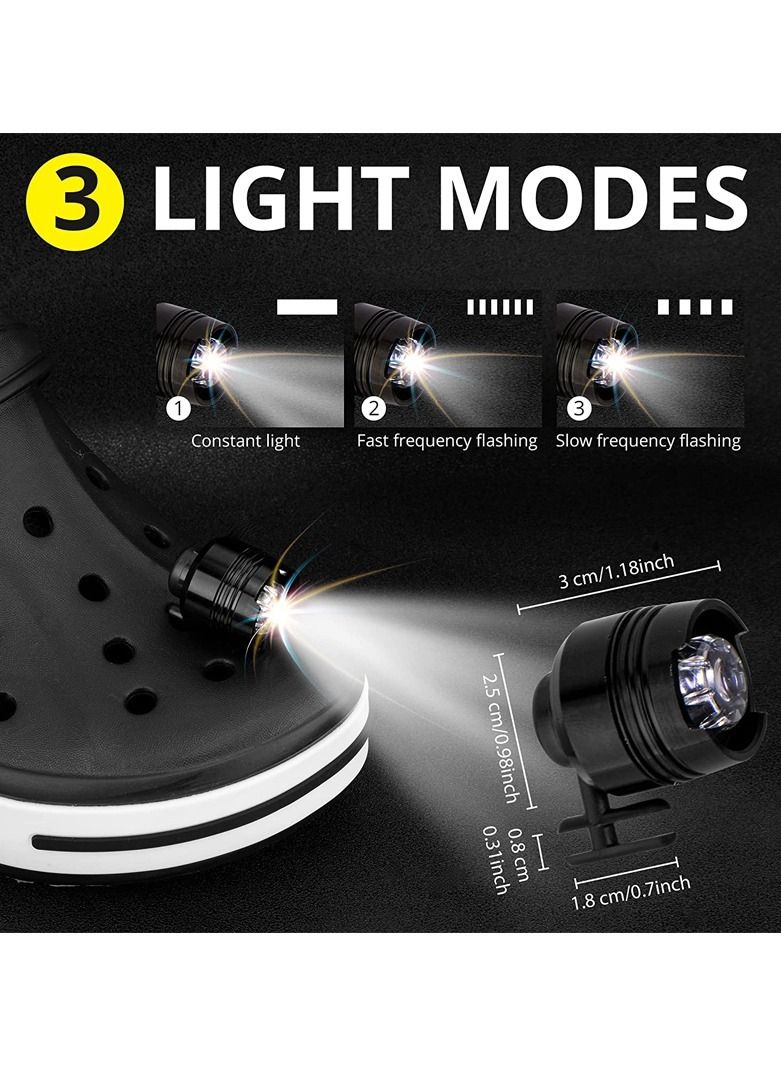 Generic 2pcs Shoe Headlights for Crocs Waterproof Glowing in The Dark LED Light Shoes Decoration Accessories for Running Walking Camping Gift  rechargeable (button battery) - Image 3