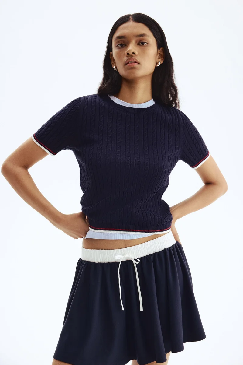 H&M Cable-knit T-shirt