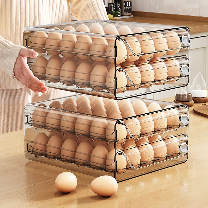 Plastic Egg Storage Box – Multi-Size Double Drawer for Refrigerator - Image 2