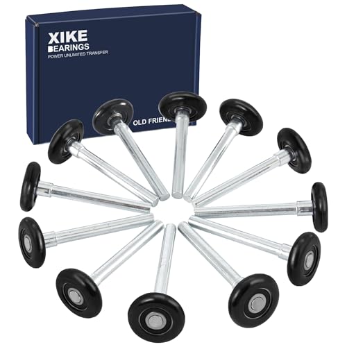 XiKe 12 Pack Black 2" Nylon Garage Door Roller 4" Stem, Quiet/Durable and High Load, Use 6200-2RS Double Seals Precision Bearings. - Image 1