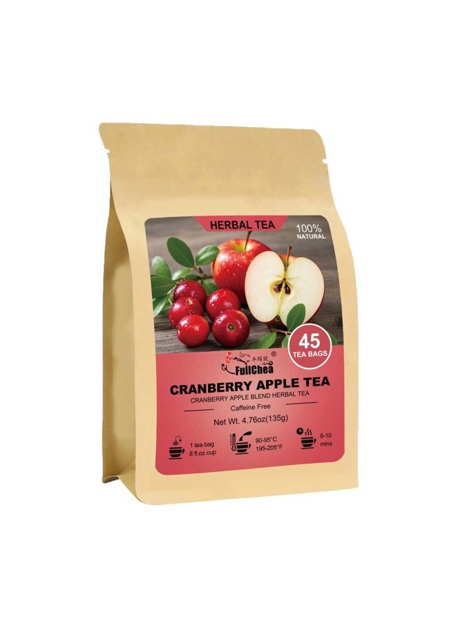 Fullchea - Cranberry Apple Tea, 45 Teabags - Cranberry Tea with Apple, Hibiscus, Rose & Licorice – Naturally Sweet & Tart - Non-GMO - Caffeine-Free - Wellness Support - Image 1