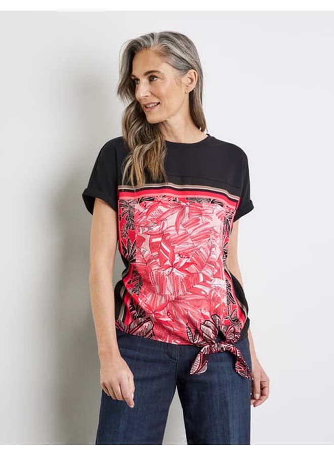 GERRY WEBER Short sleeve top with a knotted detail and front print  - Image 2