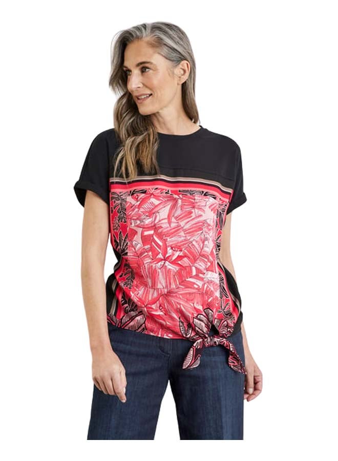 GERRY WEBER Short sleeve top with a knotted detail and front print  - Image 1