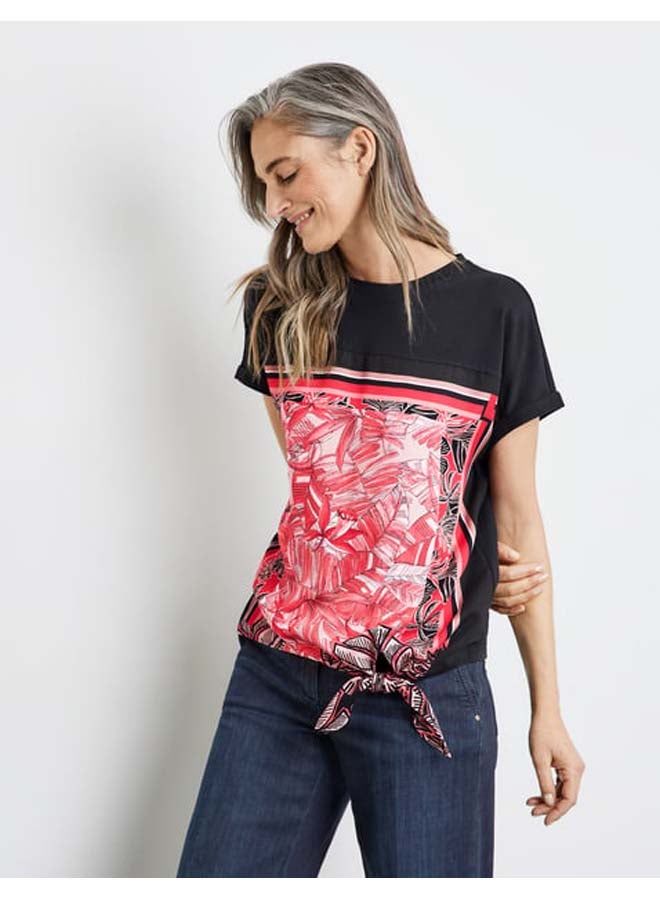GERRY WEBER Short sleeve top with a knotted detail and front print  - Image 3