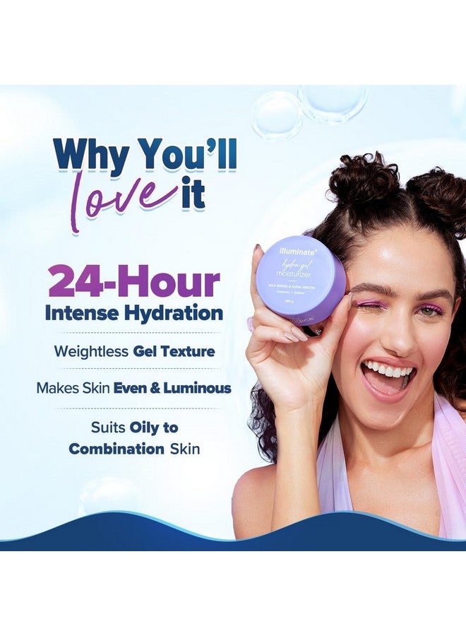 Aqualogica Illuminate + Hydra Gel Moisturizer With Wild Berries & Alpha Arbutin-200G|24 Hour Intense Hydration|Water-Like Gel Texture|Non-Sticky & Quick Absorbing For Luminous Skin - Image 3