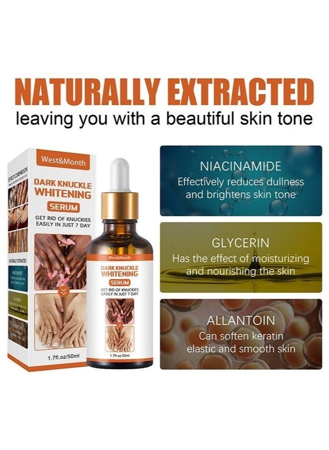 West&Month Whitening Serum Hand Knuckle Glow Serum, Restoring Hand Treatment, Moisturizing, Exfoliates and Reduces Unbalanced Pigmentation, for Removing Dark Knuckle Elbow, Brighter, Firmer Skin - Image 2