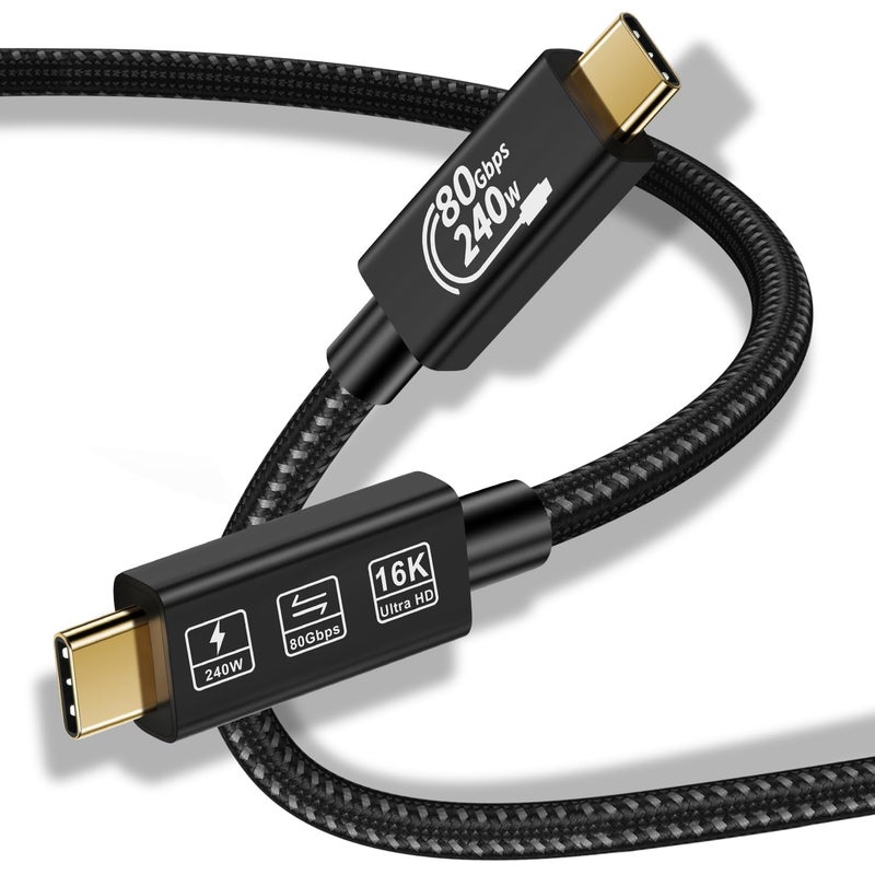 كيبل ديكون كابل تمديد Thunderbolt 5 بطول 1 متر (3.3 قدم) USB 4 فائق السرعة 80 جيجابت في الثانية لنقل البيانات، شحن سريع 240 واط، اتصال فيديو فائق الوضوح 16K، كابل USB Type-C - Image 1