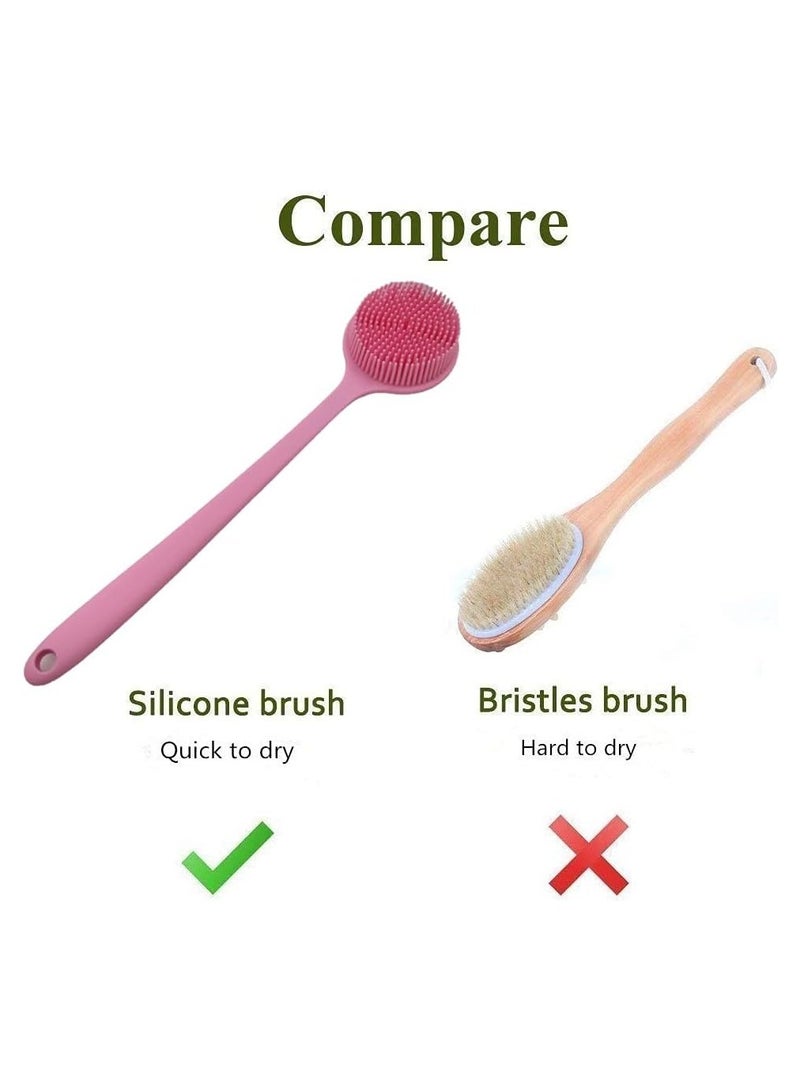 Shower Brush Silicone Bath Body Brush with Soft Bristles Back Scrubber Brush for Men Women Shower Exfoliating and Massage - Image 2