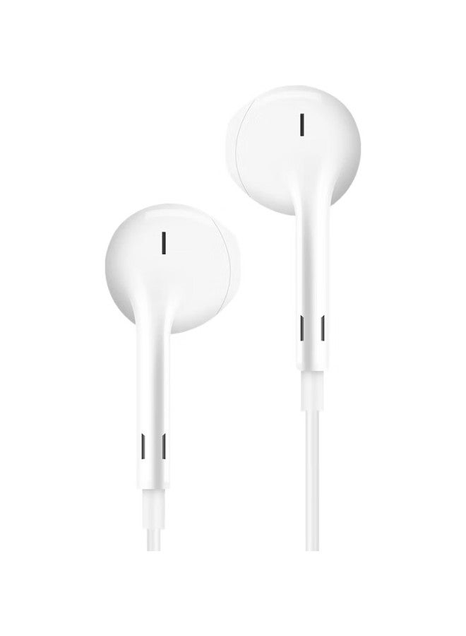 Newmine Xl08 Semi In-Ear Wired Headphones With Remote Control, Mobile Phone Headphones, Music Headphones, 3.5Mm Jack, Compatible With Computers, Laptops And Smartphones, White - Image 1