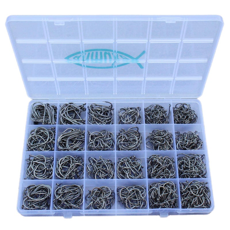 Anmuka Freshwater Saltwater Bulk Fishing Hooks Set Worm Catfish Hooks Fish Gear Equipment Supplies(800 PCS) - Image 1