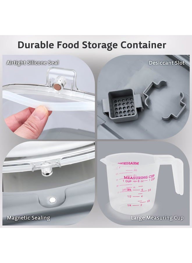 Komzon Rice Storage Containers, Collapsible 20 to 30Lbs Food Storage Bin Dispenser with Rolling Wheel and Clear Airtight Lid, BPA Free Flour, Sugar, Cereal and Dog Cat Pet food Containers - Image 5