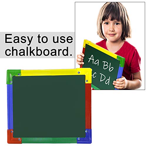 DAHSHA 2 in 1 Double Sided White & Green Slate for Kids Double Side Slate Board with Colorful Aluminum Frame with Chalk (30 * 30 cm) - Image 4