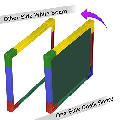 DAHSHA 2 in 1 Double Sided White & Green Slate for Kids Double Side Slate Board with Colorful Aluminum Frame with Chalk (30 * 30 cm) - Image 5