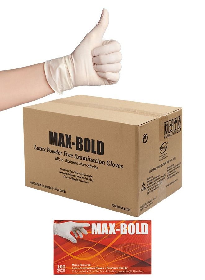 MAX BOLD - Strong, Safe And Soft Latex Medical Gloves, Without Powder, For Clinics And Home Use - 10 Boxes - Image 1