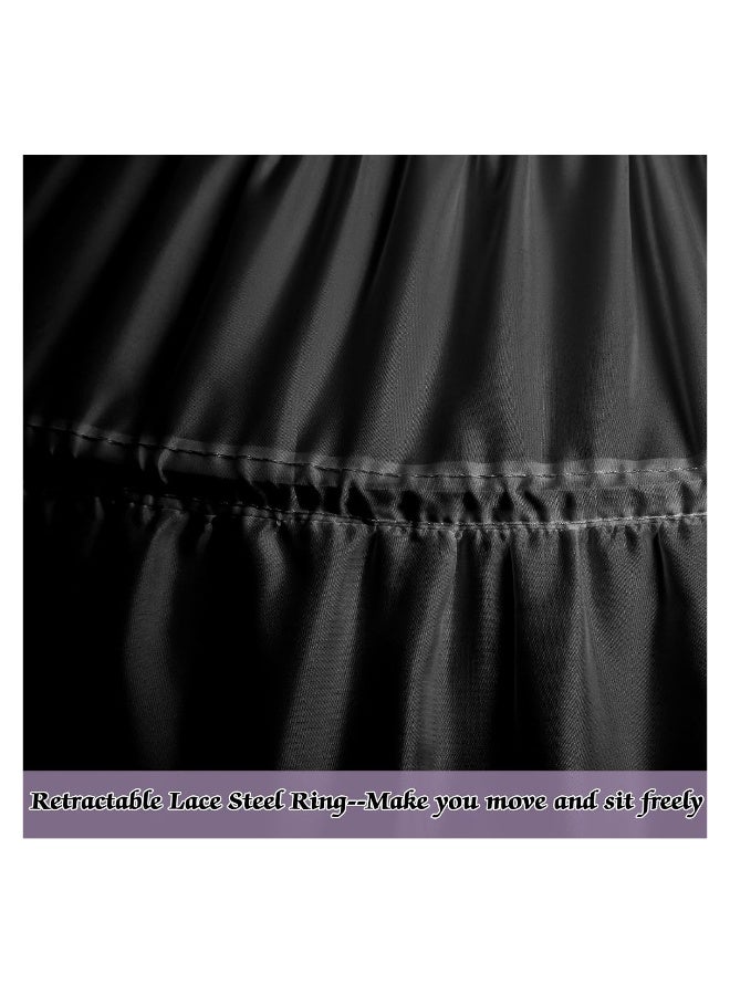 Long Black Petticoats for Women, A-line 6 Hoop Underskirt Super Puffy, Adjustable Petticoat Slip Floor Length Underskirt for Wedding Ball Quinceanera Dress, Skirt Length 105cm  - Image 4