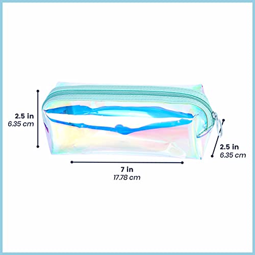 EzPacking Holographic Clear Makeup Pouch/Cute Iridescent Cosmetic Organizer/Sparkly Glittery Women’s Toiletries Holder/Transparent Ladies Zipper Bag for Purse or Tote (Mint) - Image 3