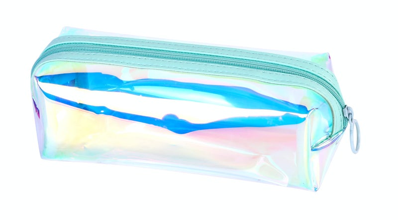 EzPacking Holographic Clear Makeup Pouch/Cute Iridescent Cosmetic Organizer/Sparkly Glittery Women’s Toiletries Holder/Transparent Ladies Zipper Bag for Purse or Tote (Mint) - Image 1