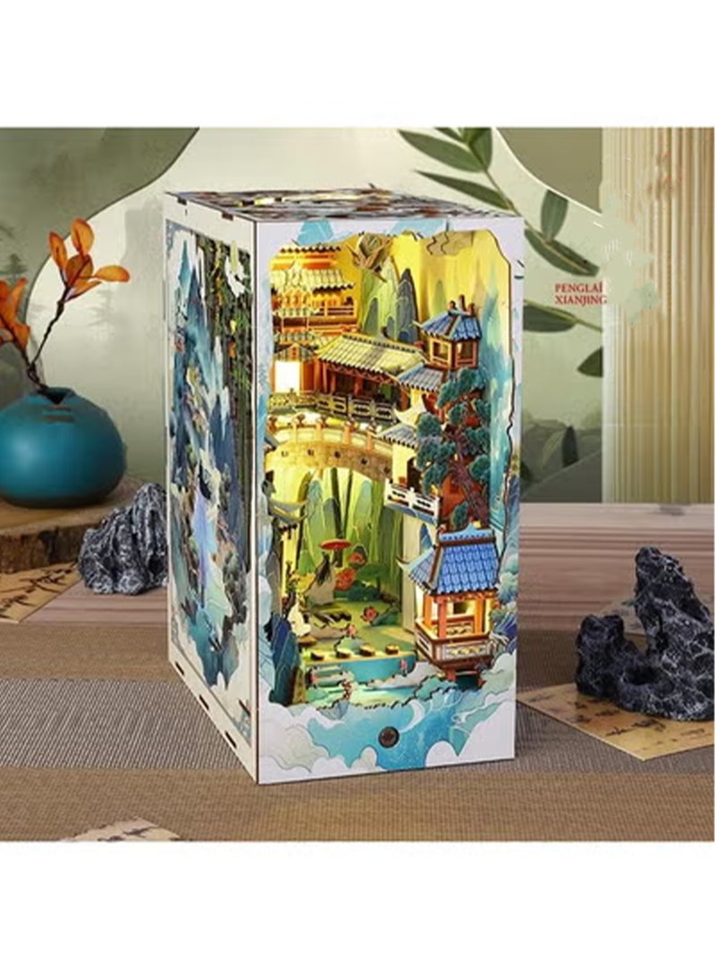 منزل Jietdiy House Penglai Wonderland 3D مجمعة ثلاثية الأبعاد ، منزل مصغر ، لعبة بناء عيد ميلاد - Image 5