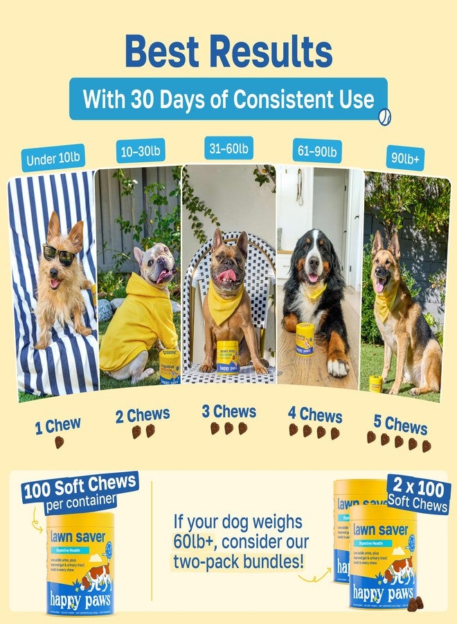 Happy Paws Lawn Saver Supplement for Dogs, Helps Grass Stay Green, Digestive Health Support for All Breeds & Ages with Probiotics & Antioxidants, Vegan Chicken Flavor, Organic, Non GMO, 100 Soft Chews - Image 5