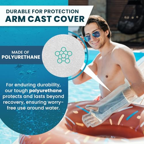 AquaShield Cast Protector Adult Full Arm (A31), Waterproof & Reusable for Pool, Bath, & Shower, covers Hand, Wrist, Elbow, & Upper Arm - Made in USA - Image 3