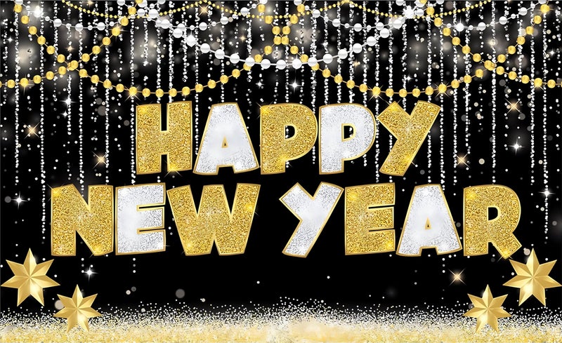 Backdropon Happy New Year Banner Backdrop for New Years Eve Party Decorations Black and Gold New Years Eve Background Wall Decor Photo Size 5 Feet Height & 8 Feet Width(5 * 8) - Image 5