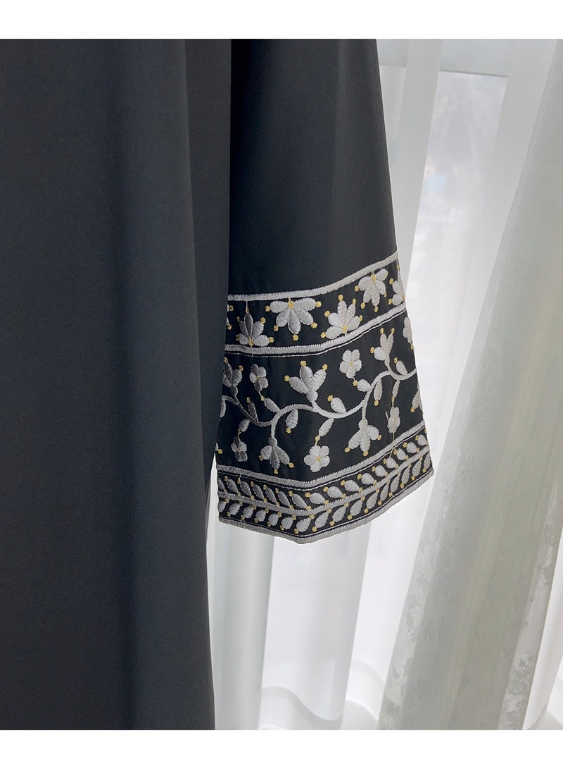 جيوان مطرز مسلم أبايا الأكمام الطويلة دبي فستان رداء تركي سحاب ماكسي ديس الملابسالنساء عيد - Image 5