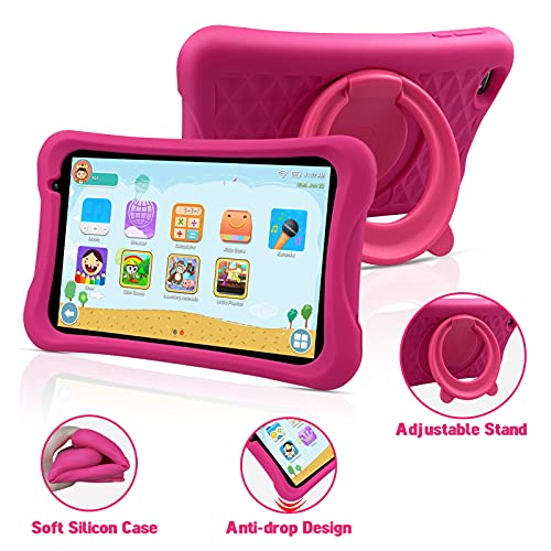 PRITOM 8 inch Quad Core Kids Android Tablet, 64GB, WiFi, Bluetooth, Dual Camera, Educationl, Games,Parental Control, Kids Software with Kids-Tablet Case(Pink) - Image 2